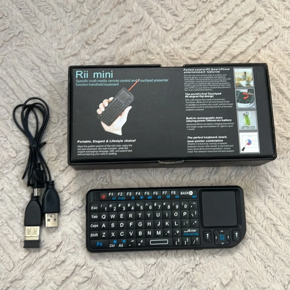 Rii mini - mini wireless keyboard mouse presenter combo with laser pointer 2.4g